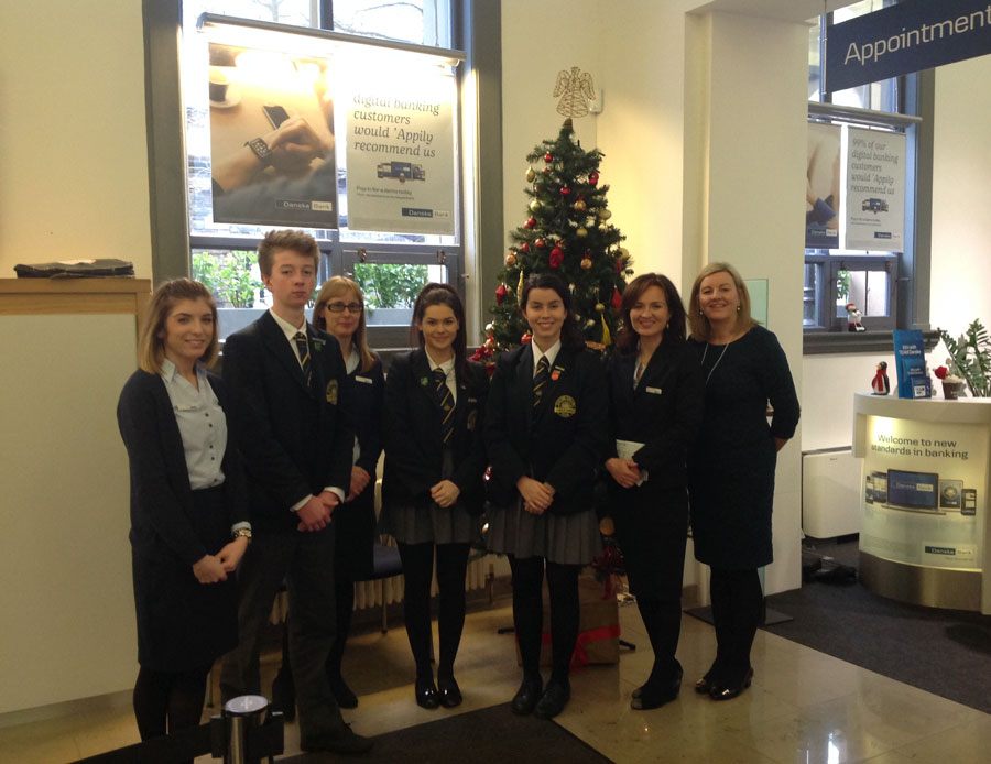 Year 14 School Bank Team with bank representatives enjoying the annual Christmas lunch